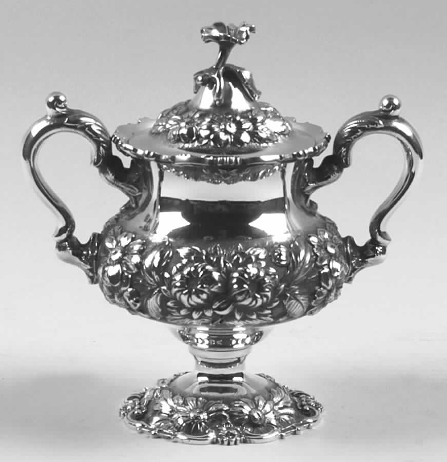 Stieff Rose (Sterling, 1892, Hollowware) Sugar Bowl & Lid by Kirk Stieff-1
