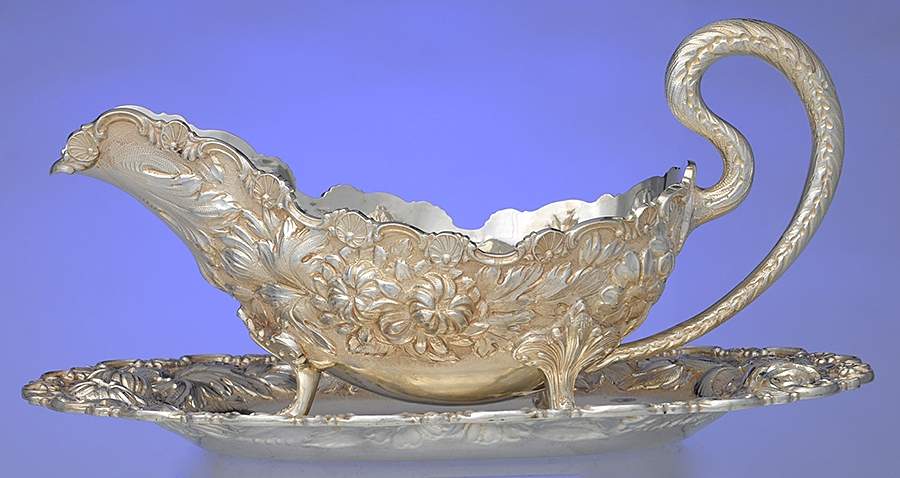 Stieff Rose (Sterling, 1892, Hollowware) Gravy Boat & Underplate by Kirk Stieff-1