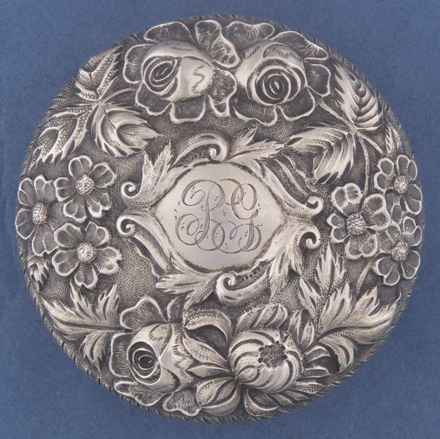 Stieff Rose (Sterling, 1892, Hollowware) Sterling Lid Only for Dresser Jar with Crystal Bowl by Kirk Stieff-1