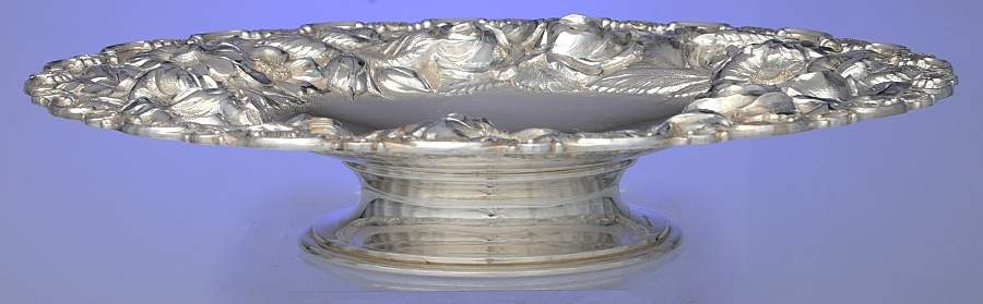 Stieff Rose (Sterling, 1892, Hollowware) 10" Footed Sandwich Plate by Kirk Stieff-1