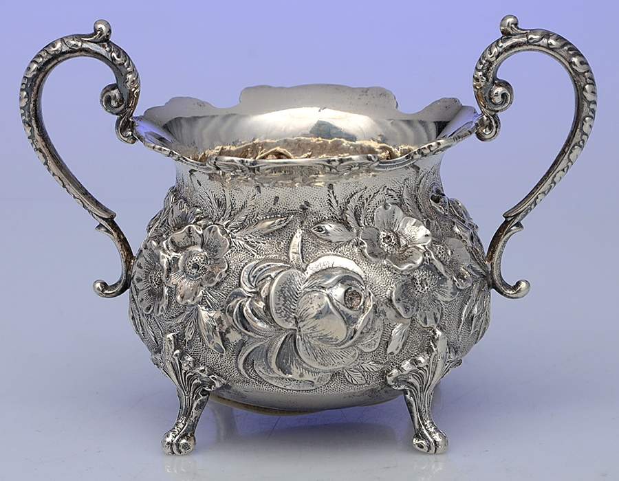 Stieff Rose (Sterling, 1892, Hollowware) Mini Open Sugar Bowl by Kirk Stieff-1