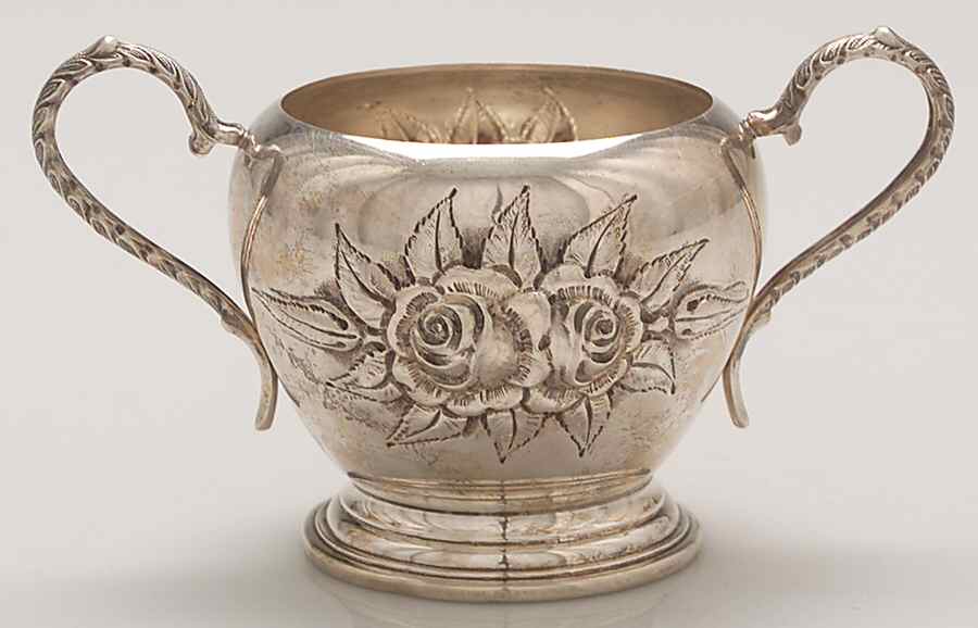Stieff Rose (Sterling, 1892, Hollowware) Mini Open Sugar Bowl by Kirk Stieff-1