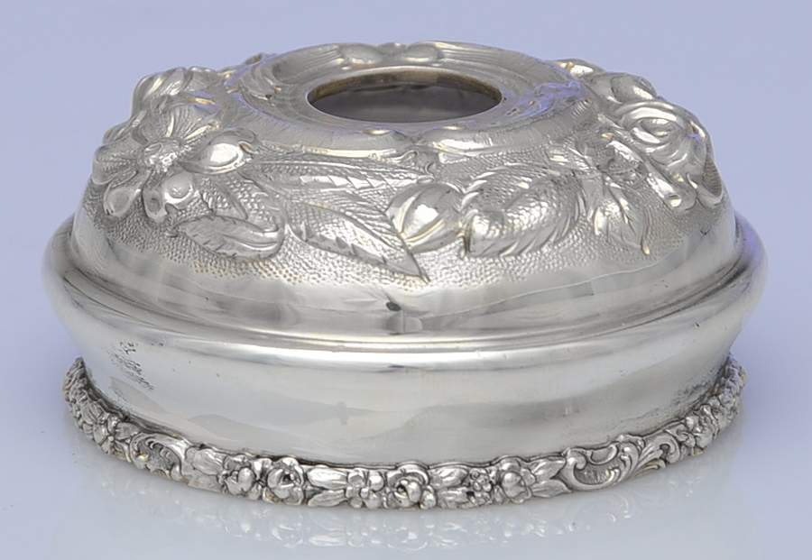 Stieff Rose (Sterling, 1892, Hollowware) Hair Receiver Jar, Lid Only by Kirk Stieff-1