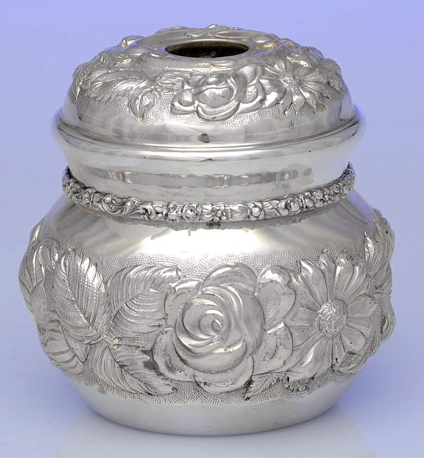 Stieff Rose (Sterling, 1892, Hollowware) Hair Receiver Jar with Lid by Kirk Stieff-1