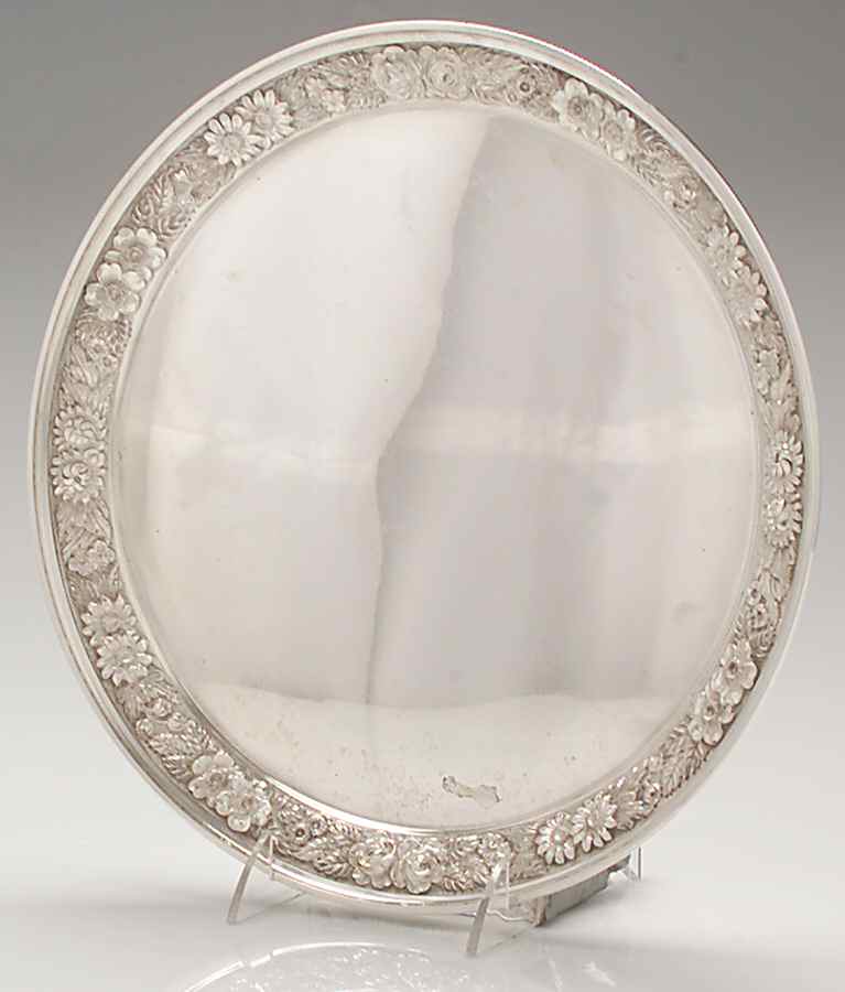 Stieff Rose (Sterling, 1892, Hollowware) 12" Round Tray by Kirk Stieff-1