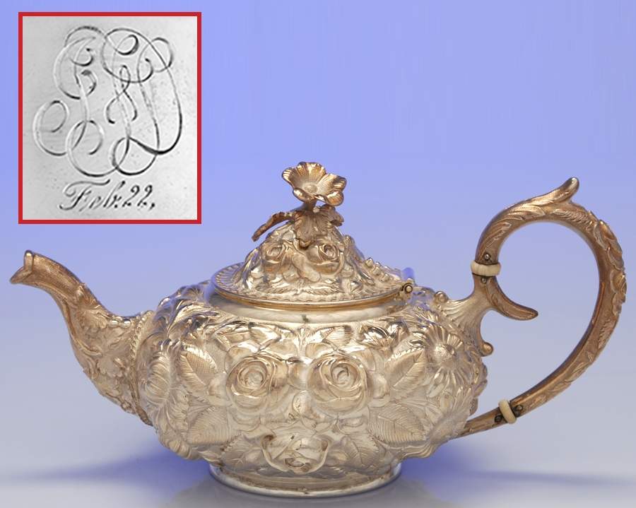 Stieff Rose (Sterling, 1892, Hollowware) Tea Pot by Kirk Stieff-1