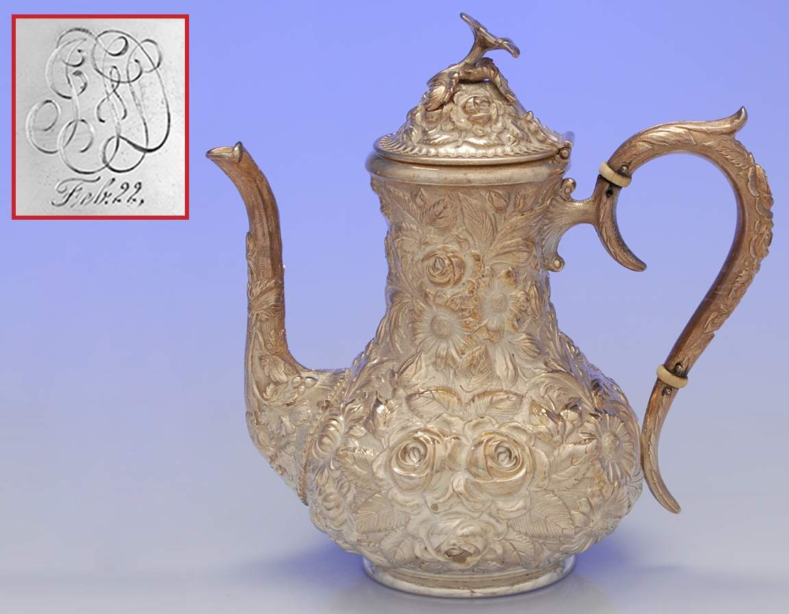 Stieff Rose (Sterling, 1892, Hollowware) Coffee Pot by Kirk Stieff-1