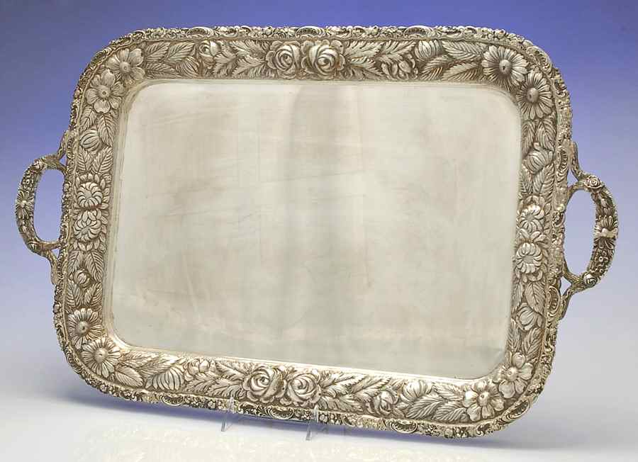 Stieff Rose (Sterling, 1892, Hollowware) Large Waiter Tray by Kirk Stieff-1