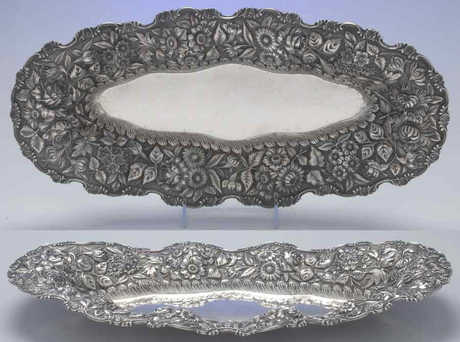Stieff Rose (Sterling, 1892, Hollowware) 17" Celery Tray by Kirk Stieff-1
