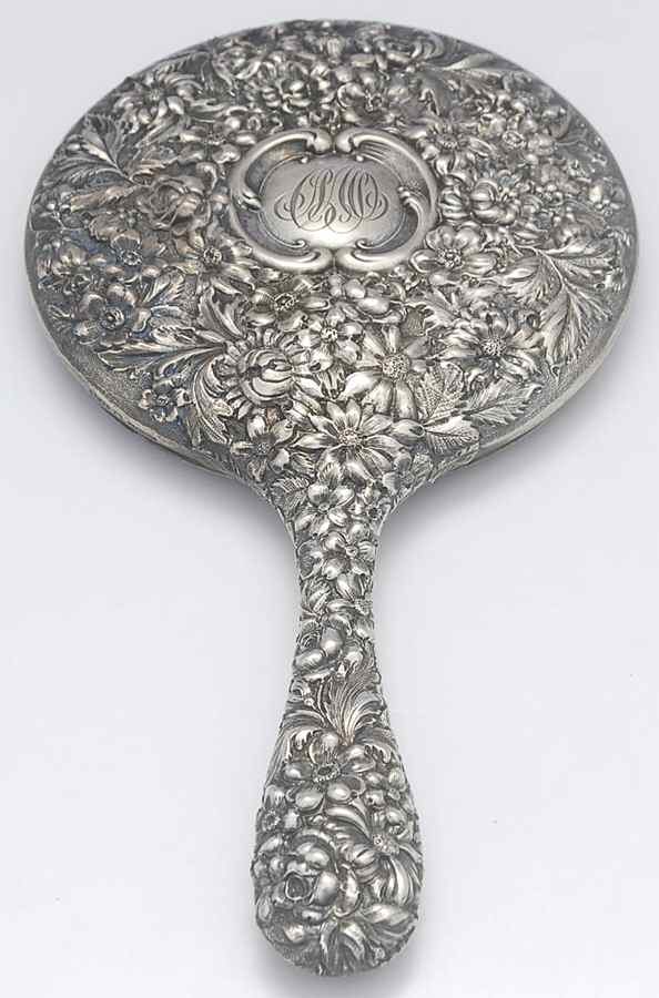 Stieff Rose (Sterling, 1892, Hollowware) Mirror with Handle by Kirk Stieff-1