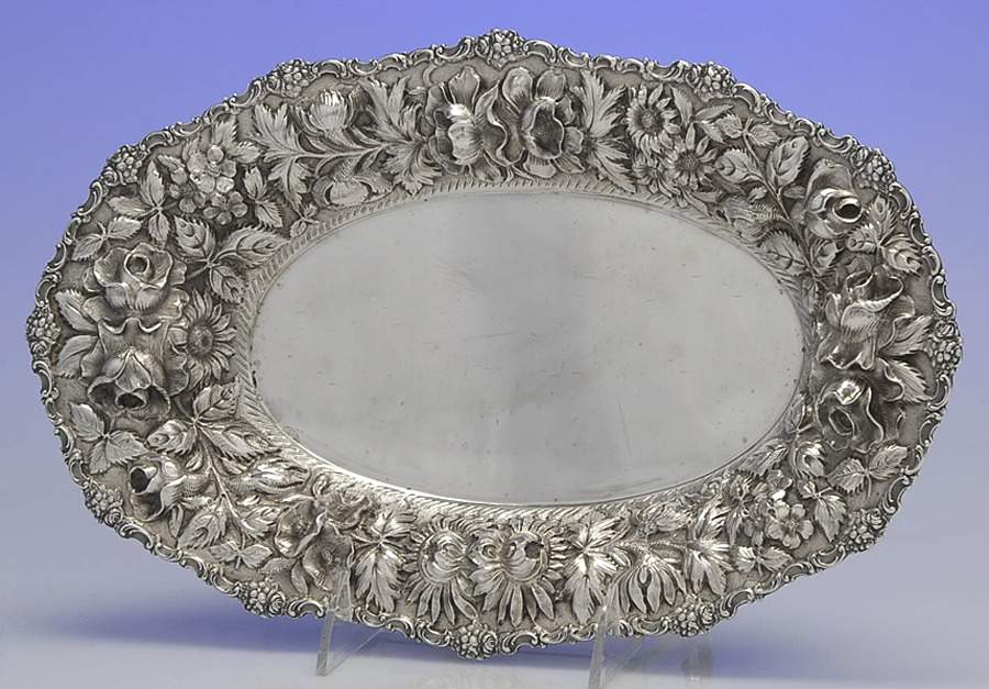 Stieff Rose (Sterling, 1892, Hollowware) 12" Bread Tray by Kirk Stieff-1