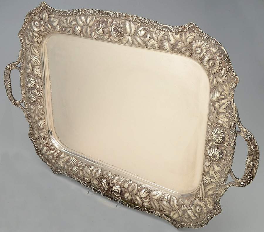 Stieff Rose (Sterling, 1892, Hollowware) Large Waiter Tray by Kirk Stieff-1