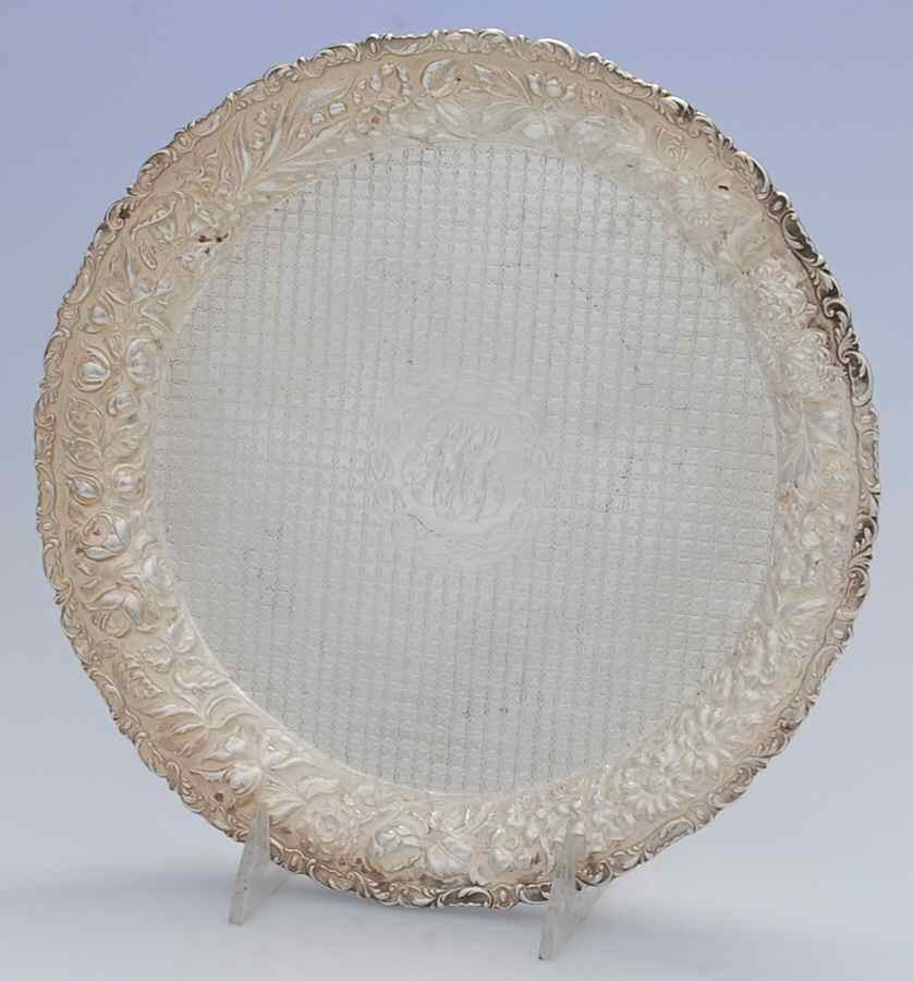 Stieff Rose (Sterling, 1892, Hollowware) 10" Round Tray by Kirk Stieff-1