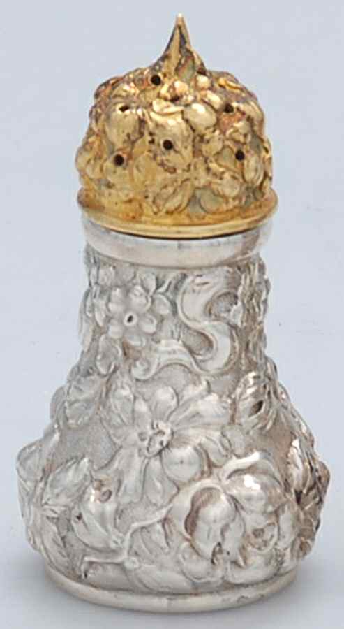 Stieff Rose (Sterling, 1892, Hollowware) Pepper Shaker-Individual by Kirk Stieff-1