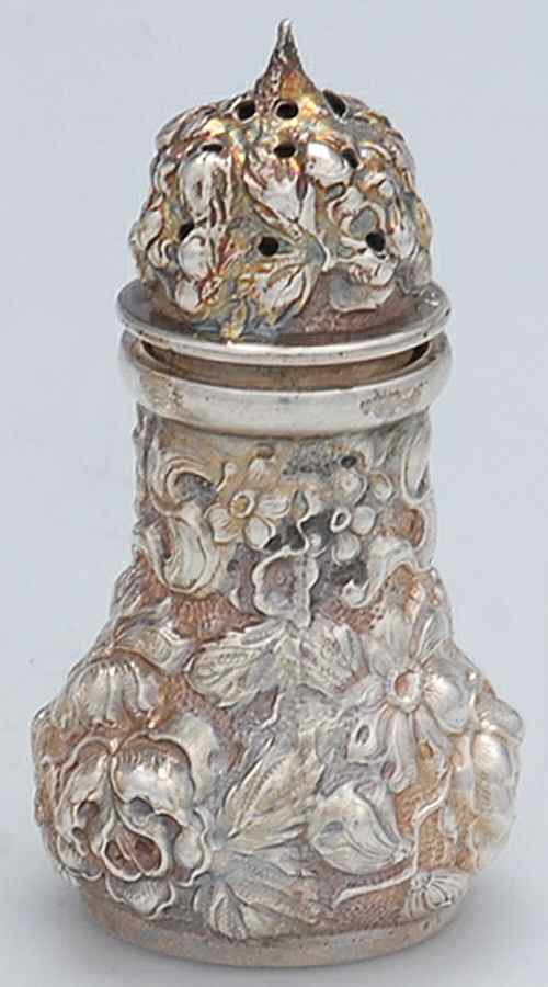 Stieff Rose (Sterling, 1892, Hollowware) Pepper Shaker-Individual by Kirk Stieff-1