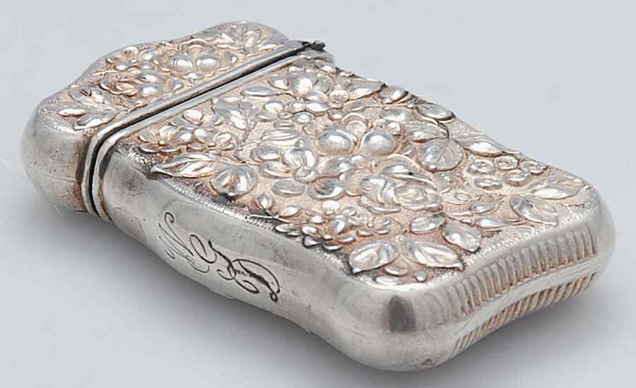 Stieff Rose (Sterling, 1892, Hollowware) Match Box with Hinged Lid by Kirk Stieff-1
