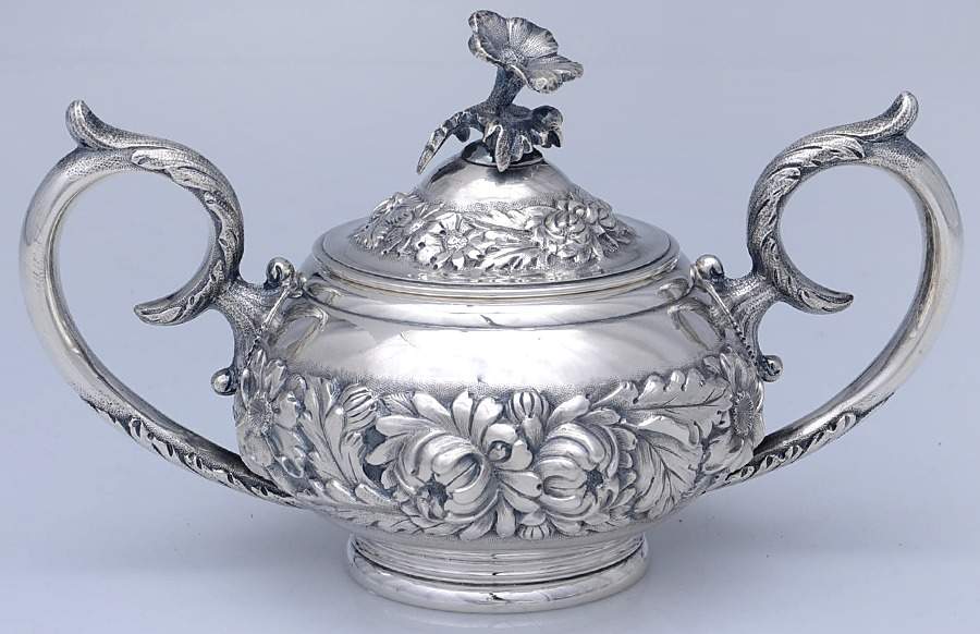 Stieff Rose (Sterling, 1892, Hollowware) Sugar Bowl & Lid by Kirk Stieff-1