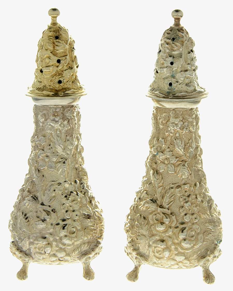 Stieff Rose (Sterling, 1892, Hollowware) Salt & Pepper Set by Kirk Stieff-1