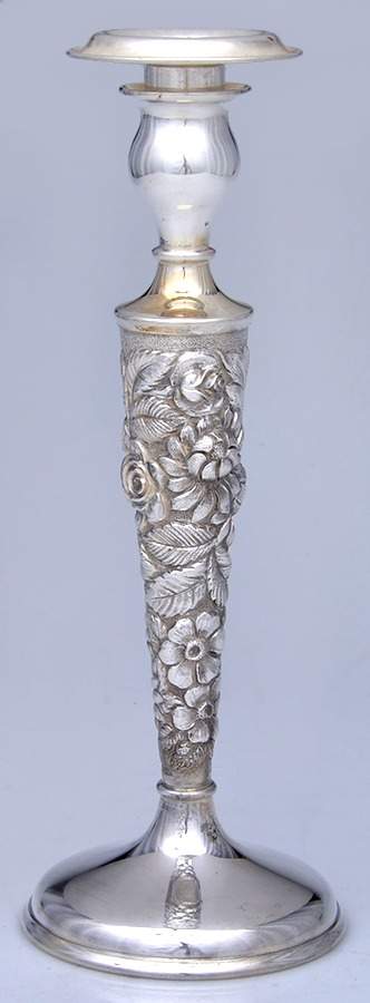 Stieff Rose (Sterling, 1892, Hollowware) Weighted Candlestick with Bobeche by Kirk Stieff-1