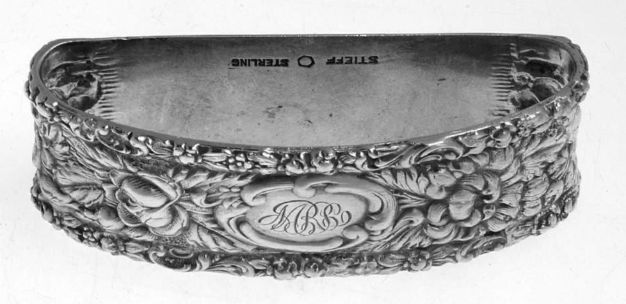 Stieff Rose (Sterling, 1892, Hollowware) Oblong Napkin Ring by Kirk Stieff-1