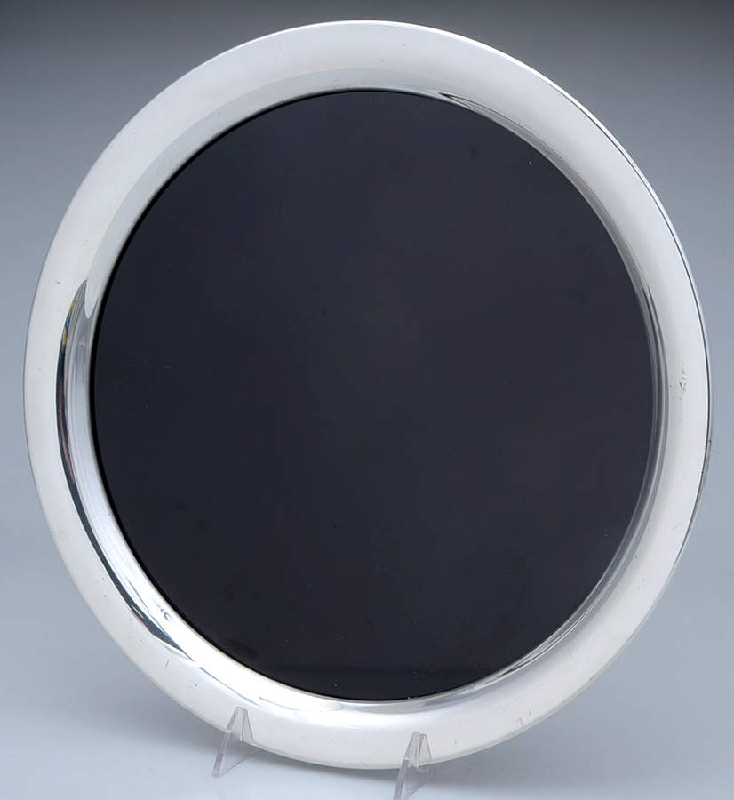 Colonial (Pewter, Hollowware) 14" Round Tray with Black Lucite Center-Complimentary by Kirk Stieff-1