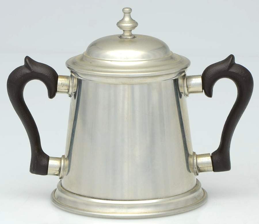 Colonial (Pewter, Hollowware) Sugar Bowl & Lid with Black Handles by Kirk Stieff-1