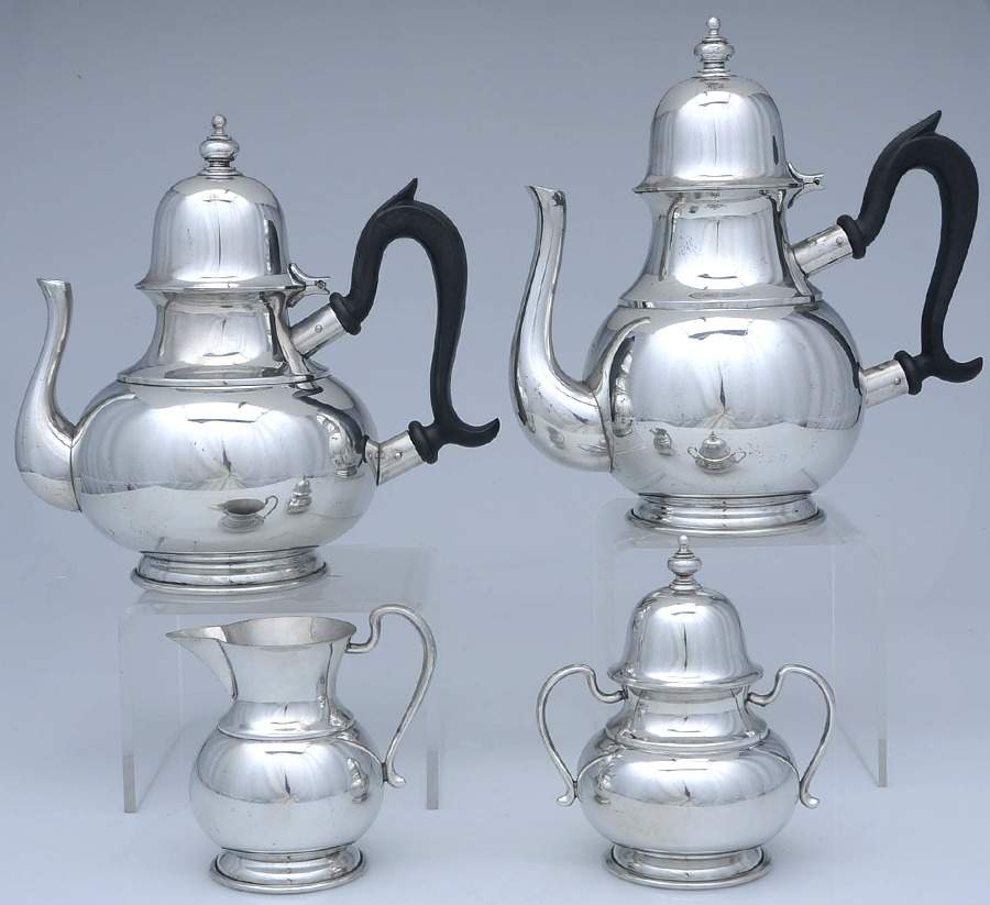 Old Annapolis (Pewter, Hollowware) 4 Piece Tea Set (CP, TP, CR, SU) by Kirk Stieff-1