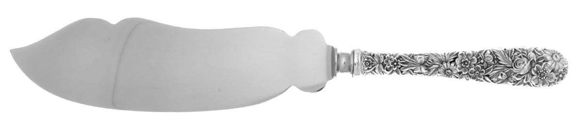 Repousse (Sterling, 1924, S.Kirk & Son, Inc.) Ice Cream Serving Knife with Stainless Blade by Kirk Stieff-1