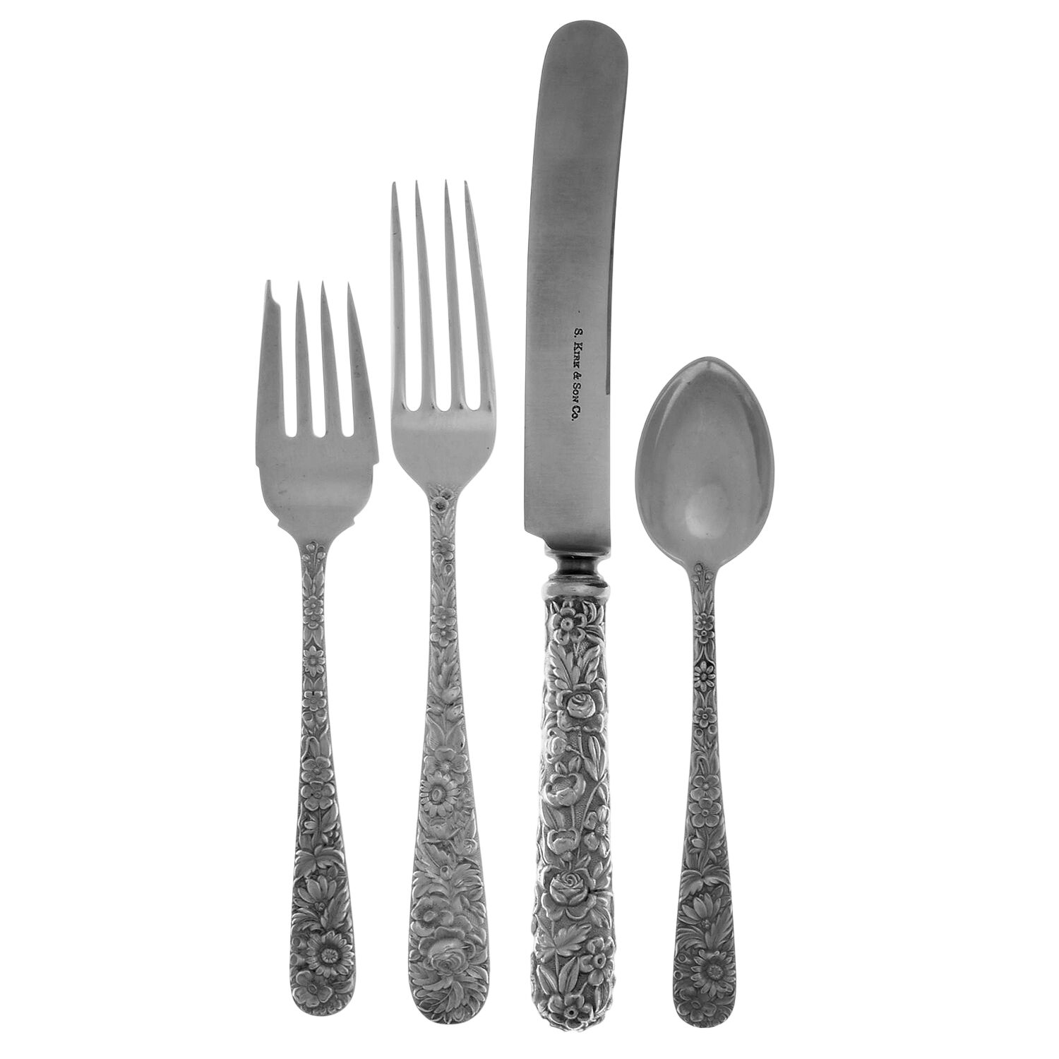 Repousse (Sterling, 1924, S.Kirk & Son, Inc.) 32  Piece Estate Set by Kirk Stieff-1
