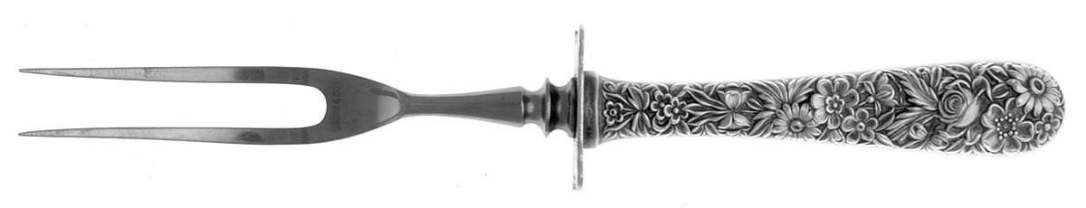 Repousse (Sterling, 1924, S.Kirk & Son, Inc.) Small Carving Fork W/Sterling Guard by Kirk Stieff-1