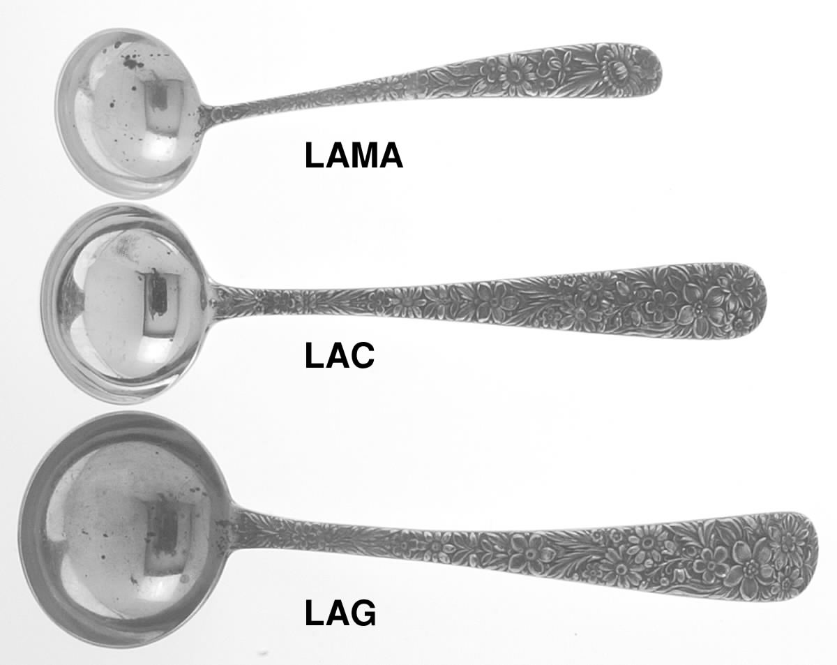 Repousse (Sterling, 1924, S.Kirk & Son, Inc.) Mayonnaise Ladle by Kirk Stieff-1