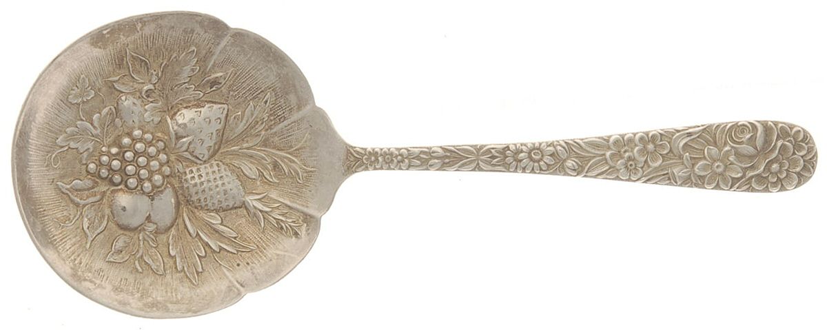 Repousse (Sterling, 1924, S.Kirk & Son, Inc.) Solid Bon Bon Spoon by Kirk Stieff-1