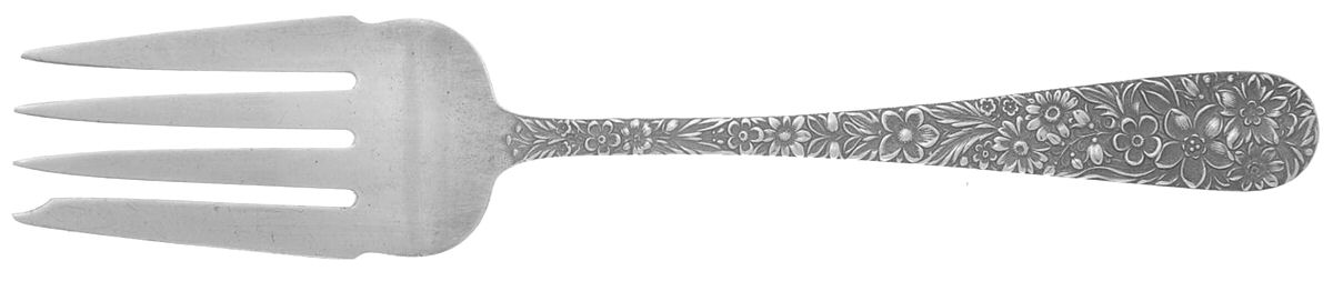 Repousse (Sterling, 1924, S.Kirk & Son, Inc.) Medium Solid Cold Meat Serving Fork by Kirk Stieff-1