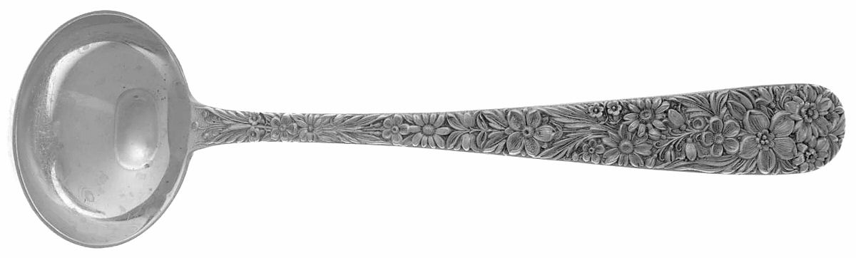 Repousse (Sterling, 1924, S.Kirk & Son, Inc.) Solid Piece Cream Ladle by Kirk Stieff-1