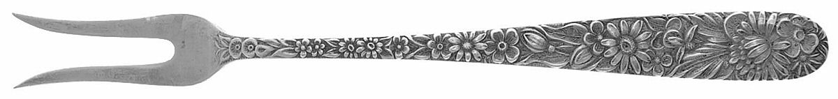 Repousse (Sterling, 1924, S.Kirk & Son, Inc.) Large 2 Tine Lemon Fork by Kirk Stieff-1