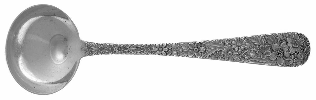 Repousse (Sterling, 1924, S.Kirk & Son, Inc.) Solid Gravy Ladle by Kirk Stieff-1