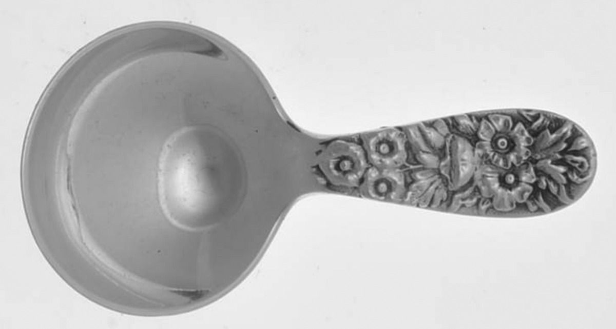 Repousse (Sterling, 1896, 925-1000) Tea Caddy Spoon by Kirk Stieff-1