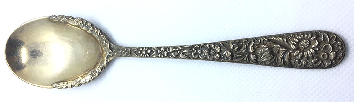 Repousse (Sterling, 1896, 925-1000) Jam Spoon with Applied Bowl by Kirk Stieff-1
