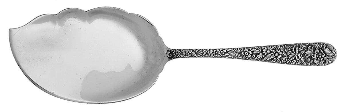 Repousse (Sterling, 1896, 925-1000) Large Solid Fish Serving Knife by Kirk Stieff-1