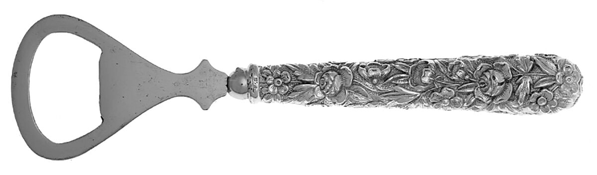 Repousse (Sterling, 1896, 925-1000) Bottle Opener with Stainless Bowl by Kirk Stieff-1