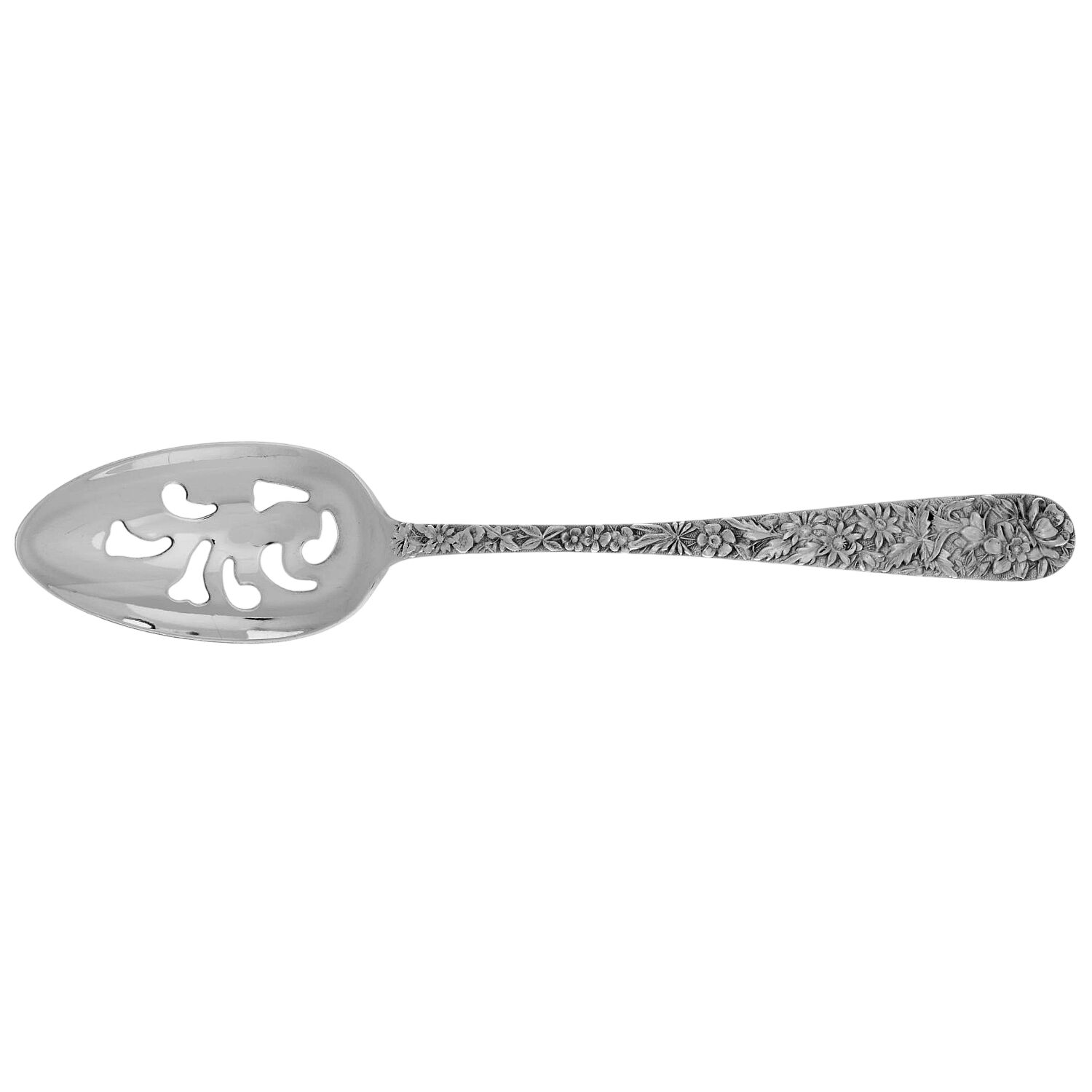 Repousse (Sterling, 1896, 925-1000) Pierced Tablespoon (Serving Spoon) HC by Kirk Stieff-1