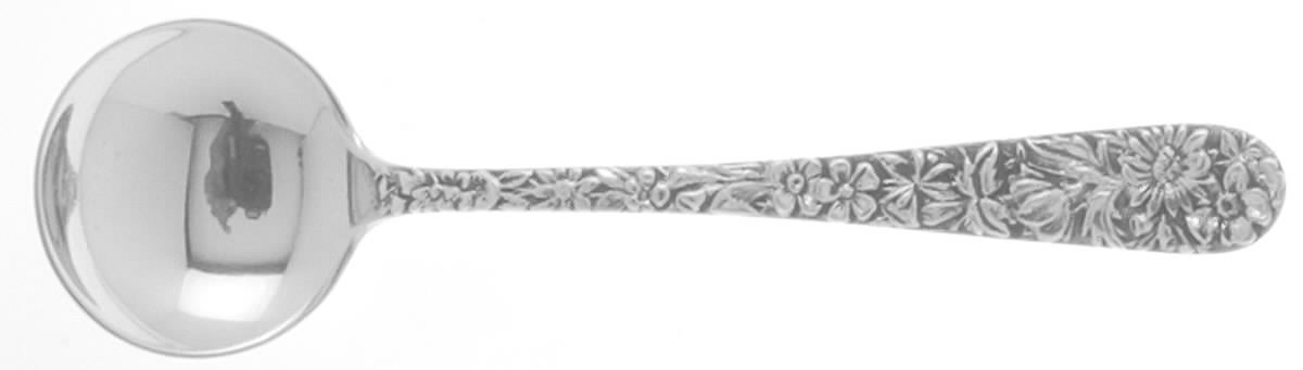 Repousse (Sterling, 1896, 925-1000) Large Round Bowl Soup Spoon (Bouillon) by Kirk Stieff-1