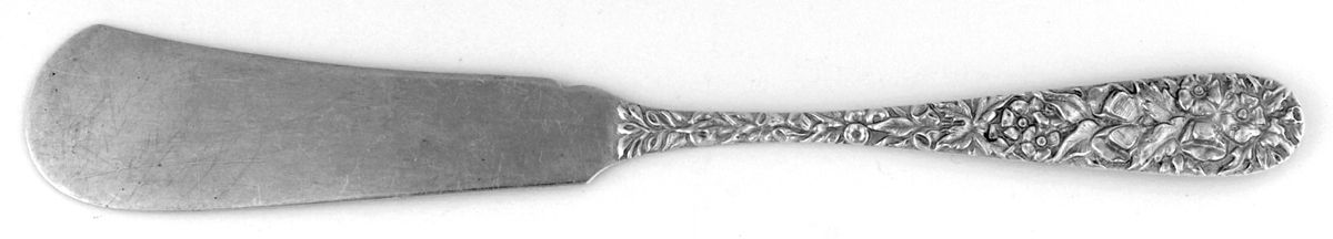 Repousse (Sterling, 1896, 925-1000) Flat Handle Master Butter Knife by Kirk Stieff-1
