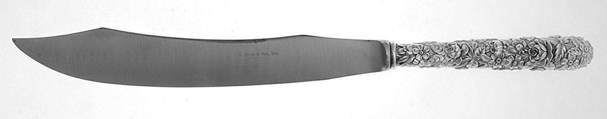 Repousse (Sterling, 1896, 925-1000) Large Stainless Blade Roast Carving Knife by Kirk Stieff-1