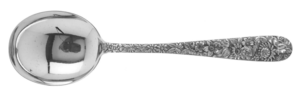 Repousse (Sterling, 1896, 925-1000) Round Bowl Soup Spoon (Gumbo) by Kirk Stieff-1