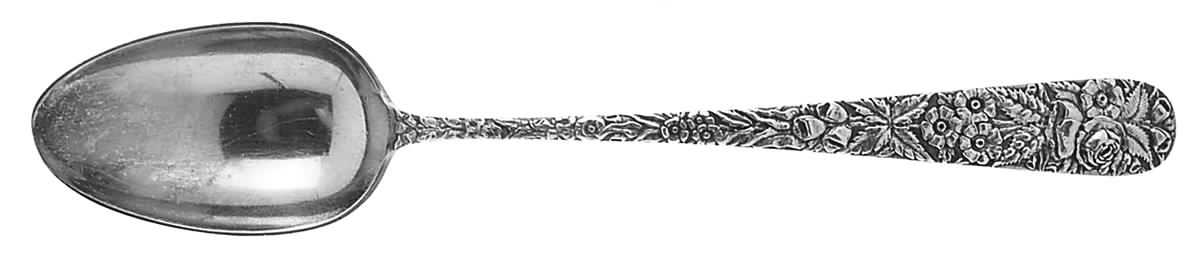 Repousse (Sterling, 1896, 925-1000) Dressing/Gravy/Platter Serving Spoon Solid by Kirk Stieff-1