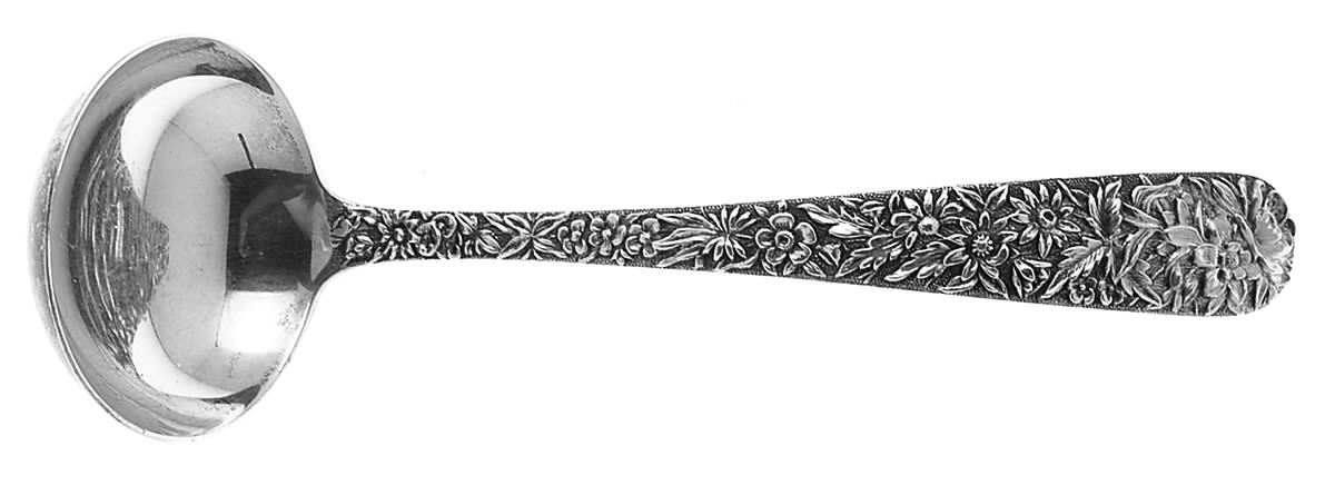 Repousse (Sterling, 1896, 925-1000) Sauce Ladle, Solid Piece by Kirk Stieff-1
