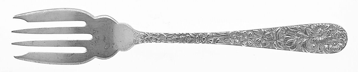 Repousse (Sterling, 1896, 925-1000) Individual Solid Fish Fork by Kirk Stieff-1
