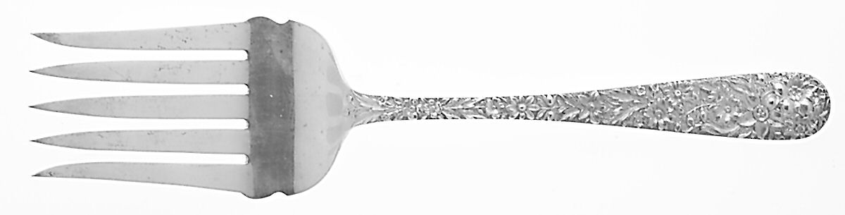 Repousse (Sterling, 1896, 925-1000) Solid Salad Serving Fork by Kirk Stieff-1