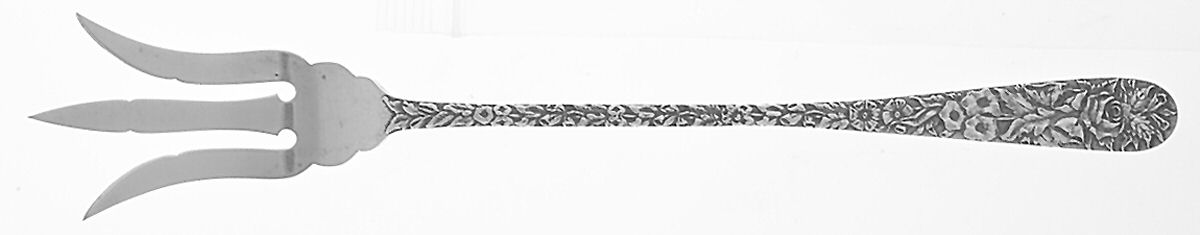 Repousse (Sterling, 1896, 925-1000) Large Lettuce Serving Fork by Kirk Stieff-1